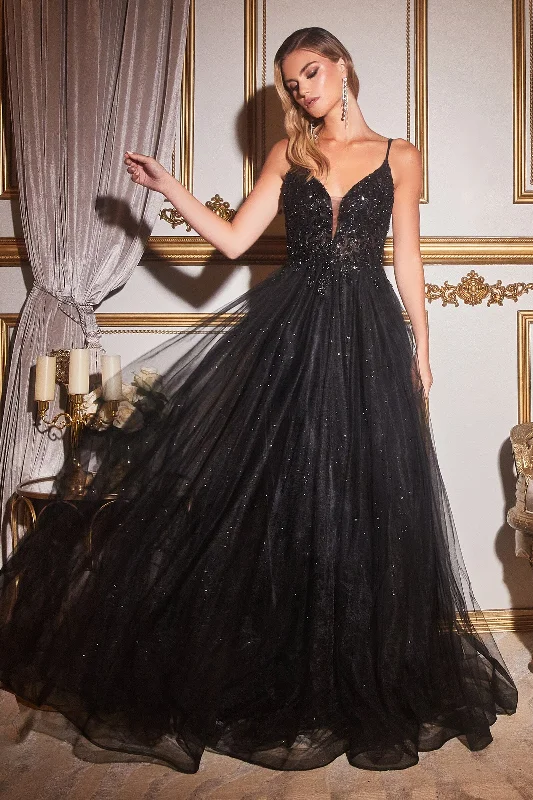 Classic wedding guest dresses for a sophisticated look -Beaded Long Sleeveless Tulle Dress by Ladivine CD0154 Classic wedding guest dresses for a sophisticated look -Beaded Long Sleeveless Tulle Dress by Ladivine CD0154