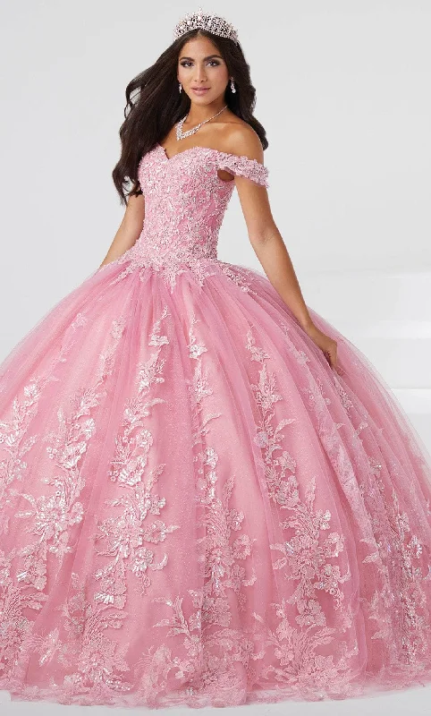 Fiesta Gowns 56462 - Embroidered Floral Off Shoulder Gown