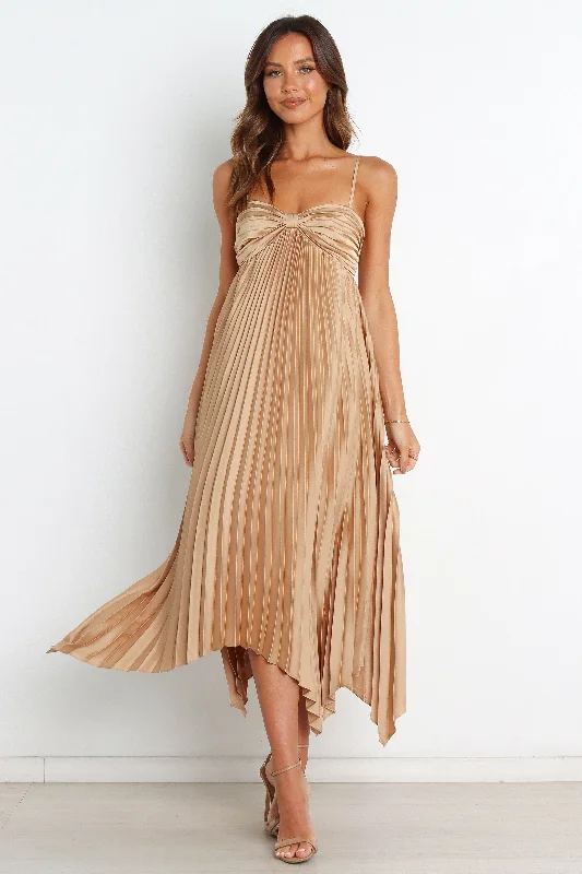 formal dresses for cocktail receptions with fitted bodices --Vikki Dress - Gold