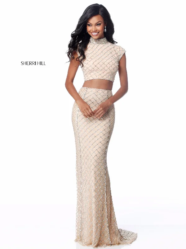 Two piece skirt sets with mesh inserts- -51738