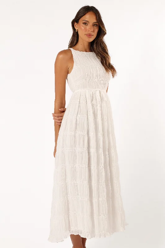 Spring dresses with a floral print for a cheerful vibe -Ema Maxi Dress - White