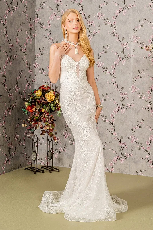Trendy wedding guest dresses in pastel colors for a soft look -Embroidered Sleeveless Lace Bridal Gown by GLS Gloria GL3442 Trendy wedding guest dresses in pastel colors for a soft look -Embroidered Sleeveless Lace Bridal Gown by GLS Gloria GL3442