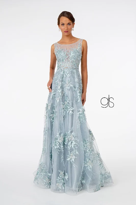 cocktail dresses with chiffon overlays for softness --Embroidered Long A-line Sleeveless Dress by Elizabeth K GL2979 cocktail dresses with chiffon overlays for softness --Embroidered Long A-line Sleeveless Dress by Elizabeth K GL2979