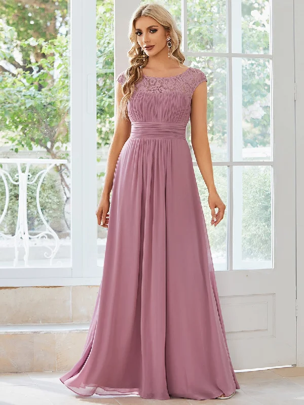 Elegant lace party dresses for sophisticated gatherings -Cap Sleeve A Line Wholesale Lace & Chiffon Evening Dresses Elegant lace party dresses for sophisticated gatherings -Cap Sleeve A Line Wholesale Lace & Chiffon Evening Dresses