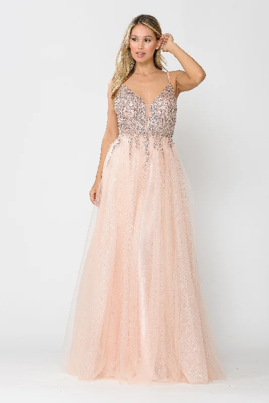 cocktail dresses with high-low hemlines for unique styles --Long Glitter Dress with Embellished Bodice by Poly USA 8718 cocktail dresses with high-low hemlines for unique styles --Long Glitter Dress with Embellished Bodice by Poly USA 8718