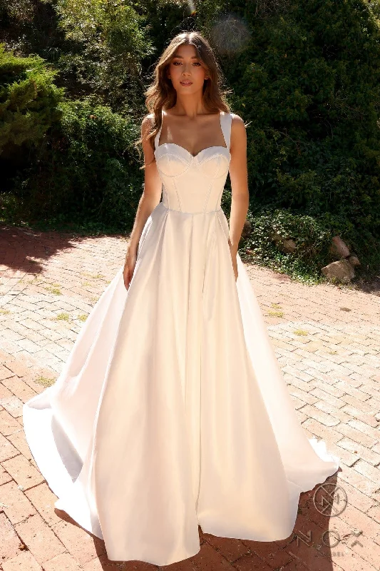 Wedding guest dresses with wrap-around designs for a timeless look -Sleeveless Corset Wedding Ball Gown by Nox Anabel JW981