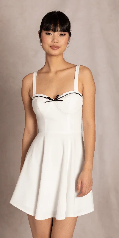 Graduation dresses for stylish graduates with modern fits -Scuba Sweetheart Skater Dress with Lace Bow Detail Graduation dresses for stylish graduates with modern fits -Scuba Sweetheart Skater Dress with Lace Bow Detail