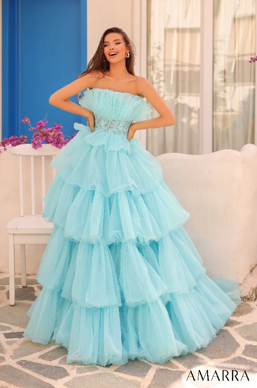 cocktail dresses with lace sleeves for modesty --Strapless A-line Ruffled Tulle Gown by Amarra 88083 cocktail dresses with lace sleeves for modesty --Strapless A-line Ruffled Tulle Gown by Amarra 88083