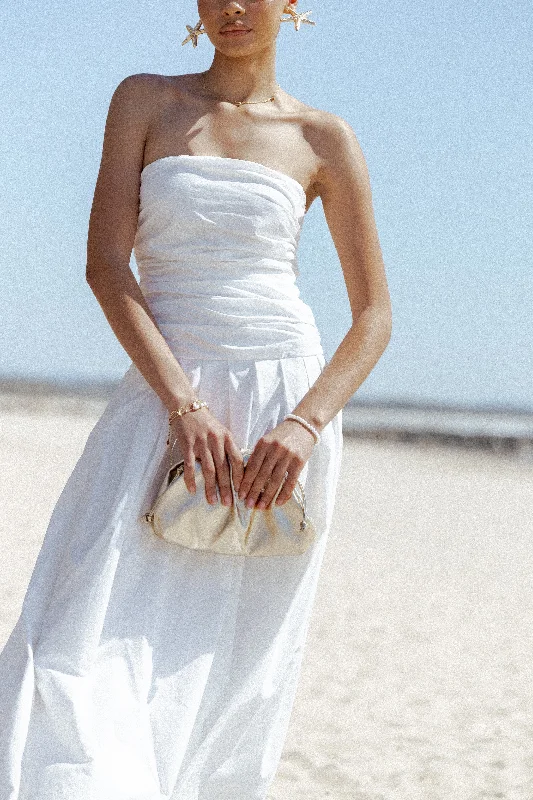 Graduation dresses for casual ceremonies with a relaxed style -Nell Strapless Maxi Dress - White Graduation dresses for casual ceremonies with a relaxed style -Nell Strapless Maxi Dress - White