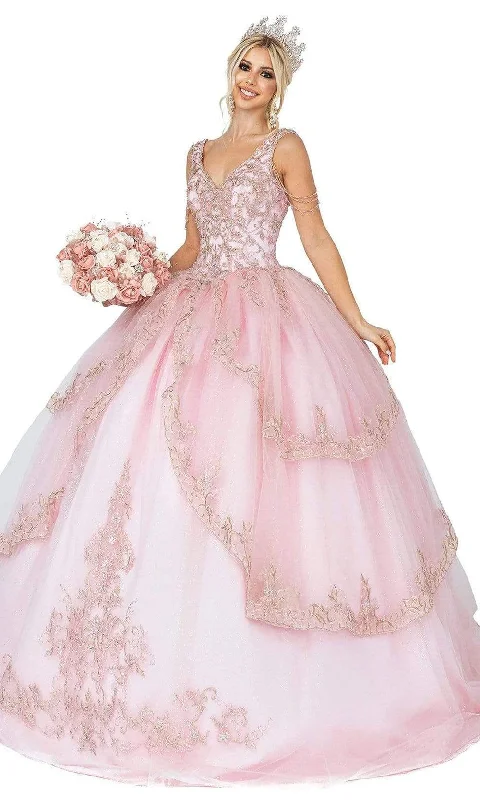Dancing Queen - 1573 Garland Embellish Tiered Ballgown