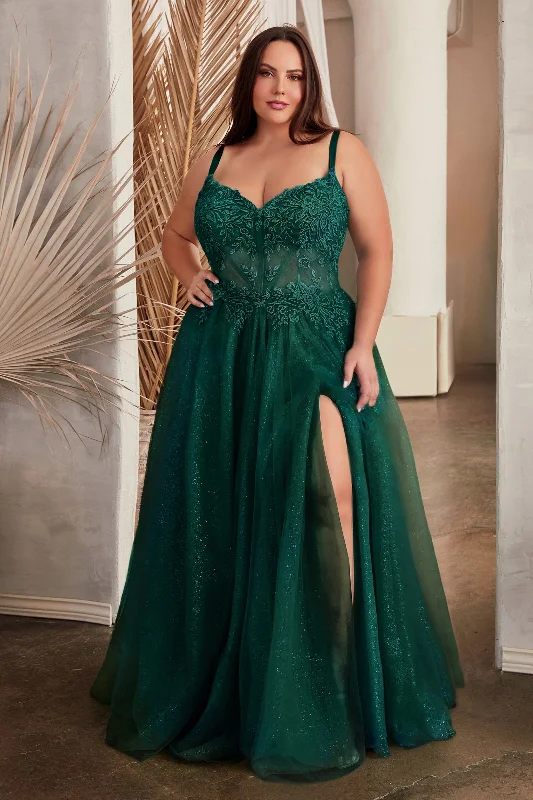 cocktail dresses with velvet skirts for winter parties --Plus Size Applique Sleeveless Slit Gown by Ladivine C150C cocktail dresses with velvet skirts for winter parties --Plus Size Applique Sleeveless Slit Gown by Ladivine C150C