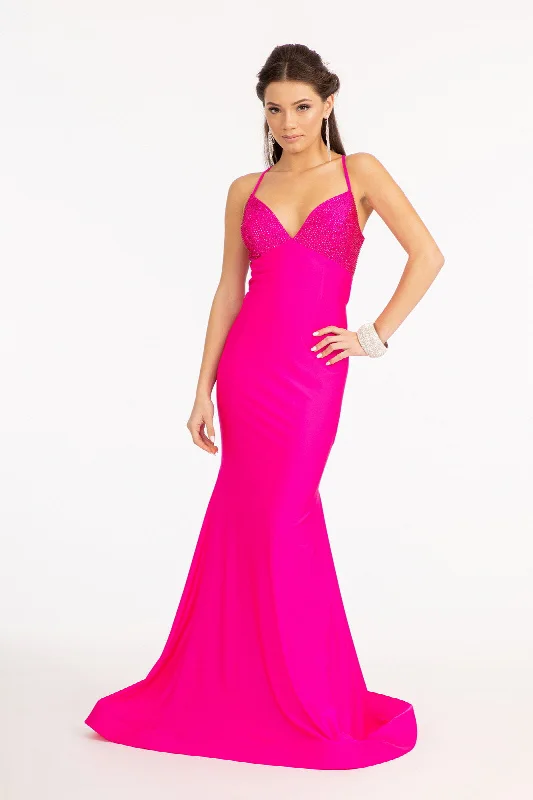 cocktail dresses with wrap fronts for flattering fit --Fitted Lace-Up Jersey Gown by Elizabeth K GL3035 cocktail dresses with wrap fronts for flattering fit --Fitted Lace-Up Jersey Gown by Elizabeth K GL3035