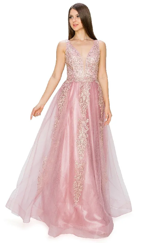 formal dresses with UV protection for outdoor ceremonies --Applique Illusion V-Neck Gown by Cinderella Couture 8029J formal dresses with UV protection for outdoor ceremonies --Applique Illusion V-Neck Gown by Cinderella Couture 8029J