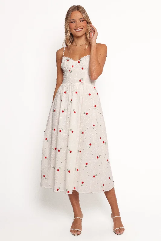 Plus size party dresses for all occasions -Paloma Maxi Dress - White Red Floral