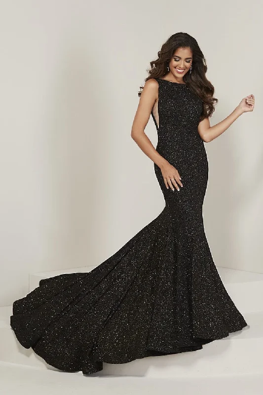 cocktail dresses with floral prints for daytime events --Glitter Jersey Sleeveless Mermaid Gown by Tiffany Designs 16368 cocktail dresses with floral prints for daytime events --Glitter Jersey Sleeveless Mermaid Gown by Tiffany Designs 16368