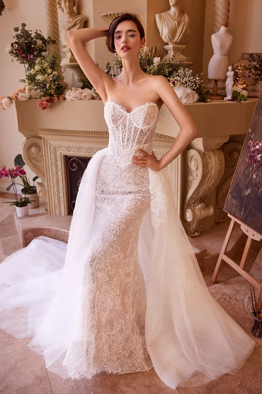 cocktail dresses with halter tops for chic style --Lace Strapless Overskirt Bridal Gown by Ladivine WL044 cocktail dresses with halter tops for chic style --Lace Strapless Overskirt Bridal Gown by Ladivine WL044