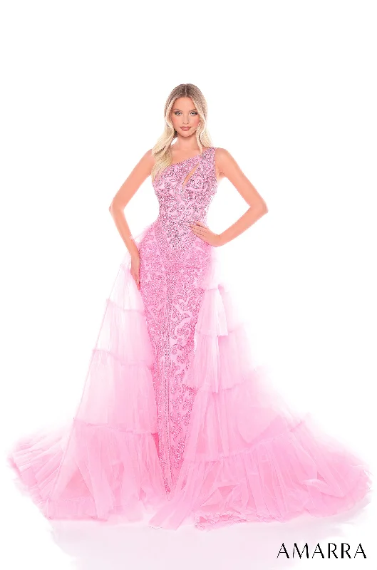 cocktail dresses with sequined bodices for sparkle --One Shoulder Tiered Mermaid Dress by Amarra 88147 cocktail dresses with sequined bodices for sparkle --One Shoulder Tiered Mermaid Dress by Amarra 88147