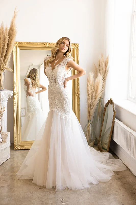 Trendy wedding guest dresses for casual weddings -Fitted Cap Sleeve Bridal Gown by Abby Lane 97195 Trendy wedding guest dresses for casual weddings -Fitted Cap Sleeve Bridal Gown by Abby Lane 97195
