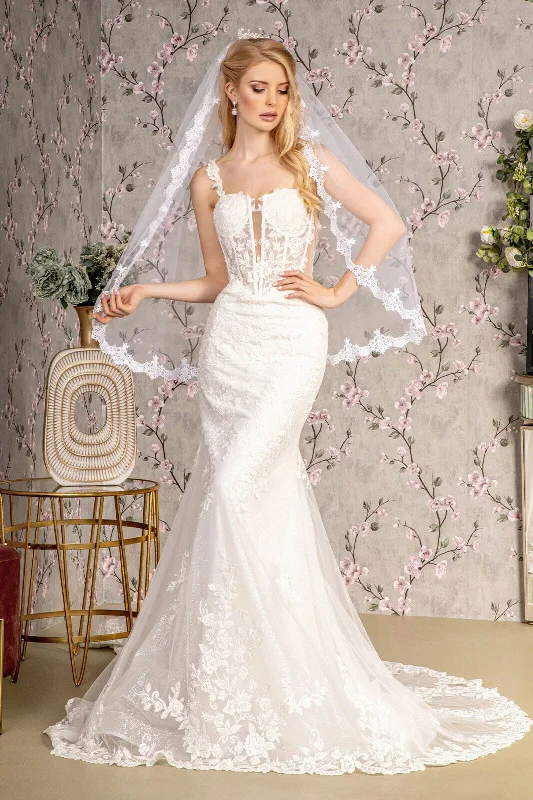 Wedding guest dresses for intimate backyard weddings -Applique Sleeveless Mermaid Bridal Gown by GLS Gloria GL3478 Wedding guest dresses for intimate backyard weddings -Applique Sleeveless Mermaid Bridal Gown by GLS Gloria GL3478
