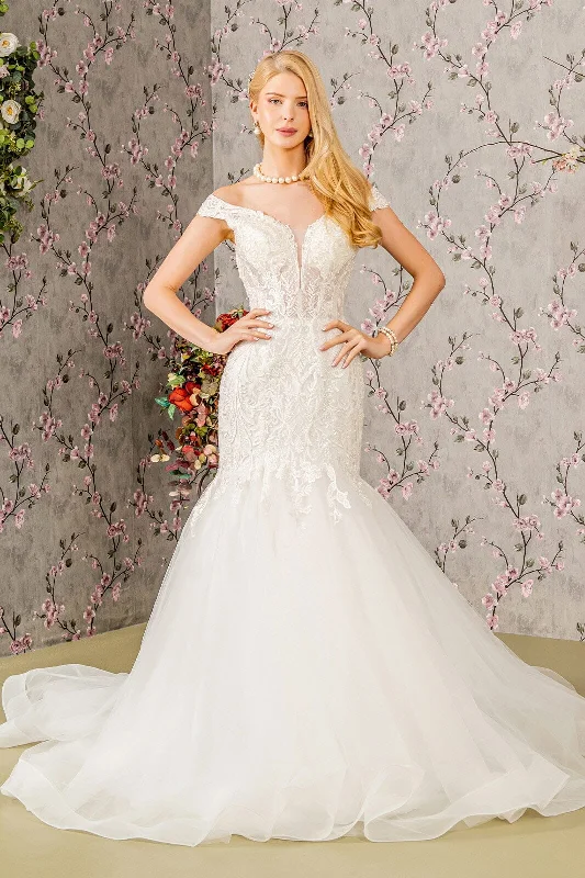 Wedding guest dresses with sequins for a glamorous look -Off Shoulder Mermaid Wedding Dress by GLS Gloria GL3490 Wedding guest dresses with sequins for a glamorous look -Off Shoulder Mermaid Wedding Dress by GLS Gloria GL3490