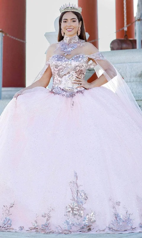 Cinderella Couture 8064J - Off-Shoulder Lace Embellished Ballgown