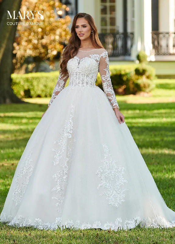 Floral print dresses for outdoor spring parties -Long Sleeve Wedding Dress by Mary's Bridal MB4096 Floral print dresses for outdoor spring parties -Long Sleeve Wedding Dress by Mary's Bridal MB4096
