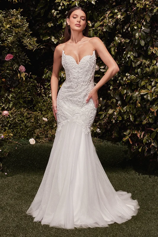 Sophisticated wedding guest dresses with a structured silhouette -Strapless Mermaid Bridal Gown by Ladivine CDS482W Sophisticated wedding guest dresses with a structured silhouette -Strapless Mermaid Bridal Gown by Ladivine CDS482W