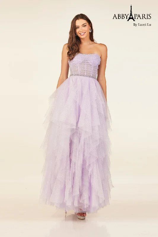 cocktail dresses with halter tops for chic style --Strapless A-line Ruffled Gown by Abby Paris 90325 cocktail dresses with halter tops for chic style --Strapless A-line Ruffled Gown by Abby Paris 90325