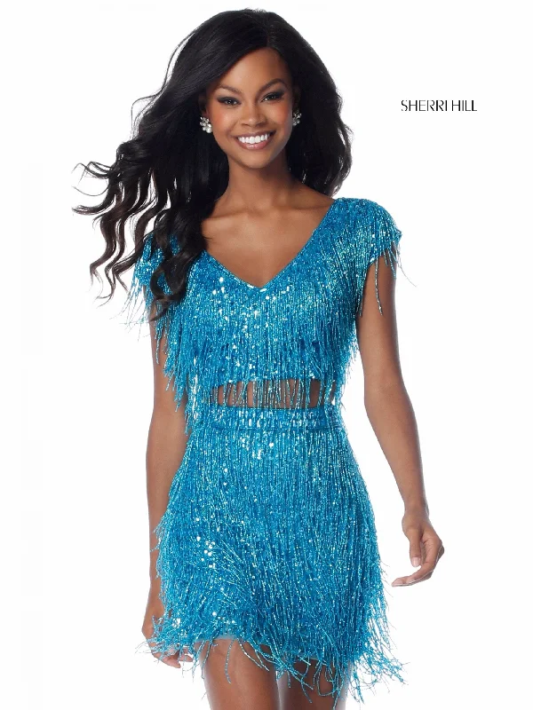 Two piece skirt sets with metallic accents for a bold look- -51781