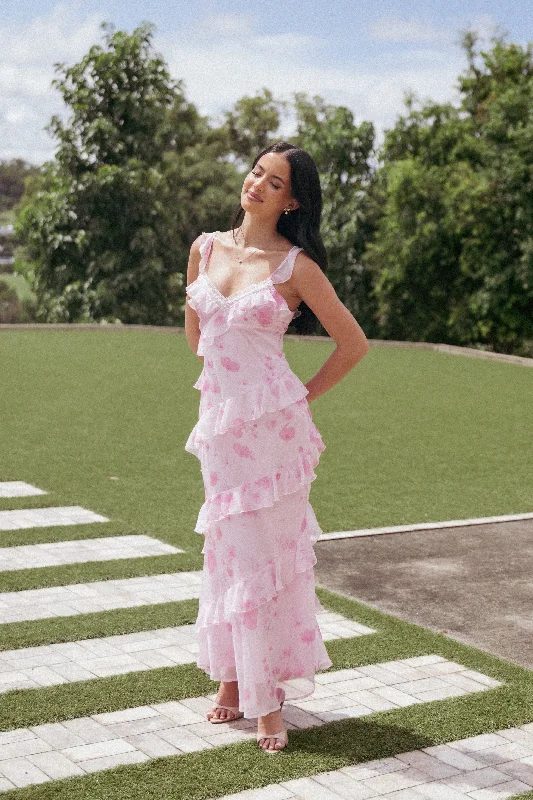 Stunning wedding guest dresses with soft draped fabric for elegance -Virginia Maxi Dress - Lilac Floral Stunning wedding guest dresses with soft draped fabric for elegance -Virginia Maxi Dress - Lilac Floral