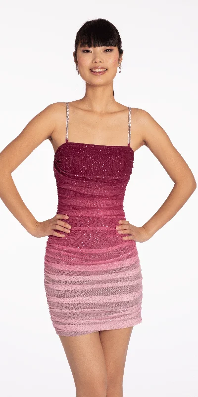 Graduation dresses for evening events with luxurious fabrics -Ombre Glitter Mesh Bodycon Dress with Rhinestone Straps Graduation dresses for evening events with luxurious fabrics -Ombre Glitter Mesh Bodycon Dress with Rhinestone Straps