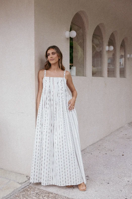 Vintage-style party dresses for classic cocktail gatherings -Corfu Midi Dress - Blue Stripe Vintage-style party dresses for classic cocktail gatherings -Corfu Midi Dress - Blue Stripe