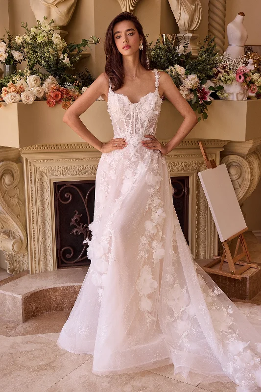 Classic black wedding guest dresses for timeless style -3D Floral Sleeveless Bridal Gown by Ladivine WL045 Classic black wedding guest dresses for timeless style -3D Floral Sleeveless Bridal Gown by Ladivine WL045