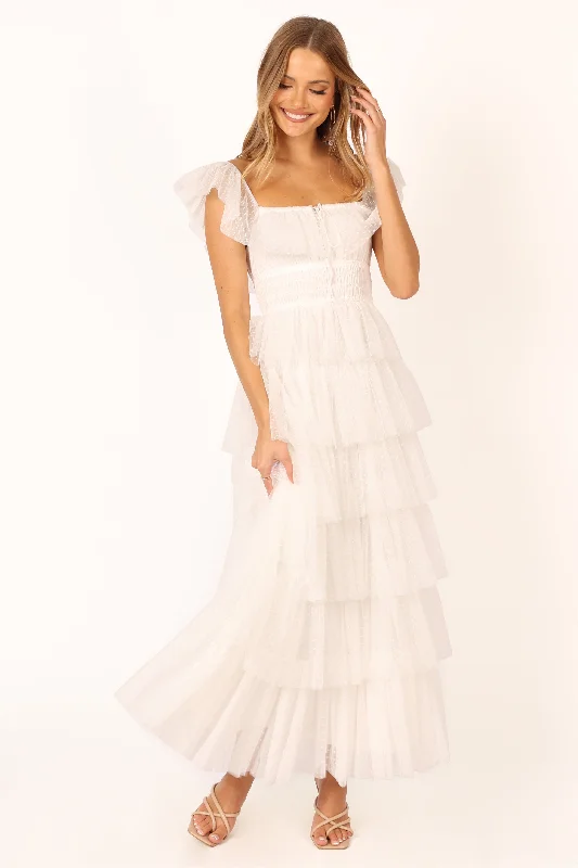 Embellished cocktail dresses for extra glamour -Belle Maxi Dress - Off White