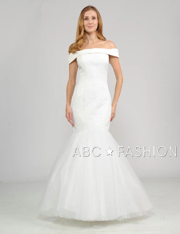 cocktail dresses with high-low skirts for trendy looks --Long Off the Shoulder White Dress with Mermaid Skirt by Poly USA 8280 cocktail dresses with high-low skirts for trendy looks --Long Off the Shoulder White Dress with Mermaid Skirt by Poly USA 8280
