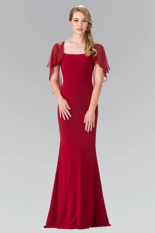 cocktail dresses with lace trims for delicate accents --Long Sleeveless Dress with Back Caplet by Elizabeth K GL2254 cocktail dresses with lace trims for delicate accents --Long Sleeveless Dress with Back Caplet by Elizabeth K GL2254