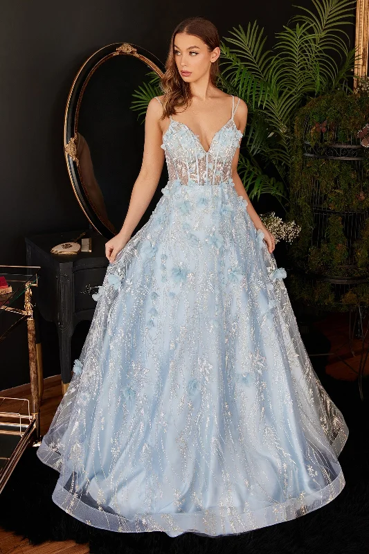 formal dresses with sleeves for office parties --3D Floral Applique Ball Gown by Ladivine CB105 formal dresses with sleeves for office parties --3D Floral Applique Ball Gown by Ladivine CB105