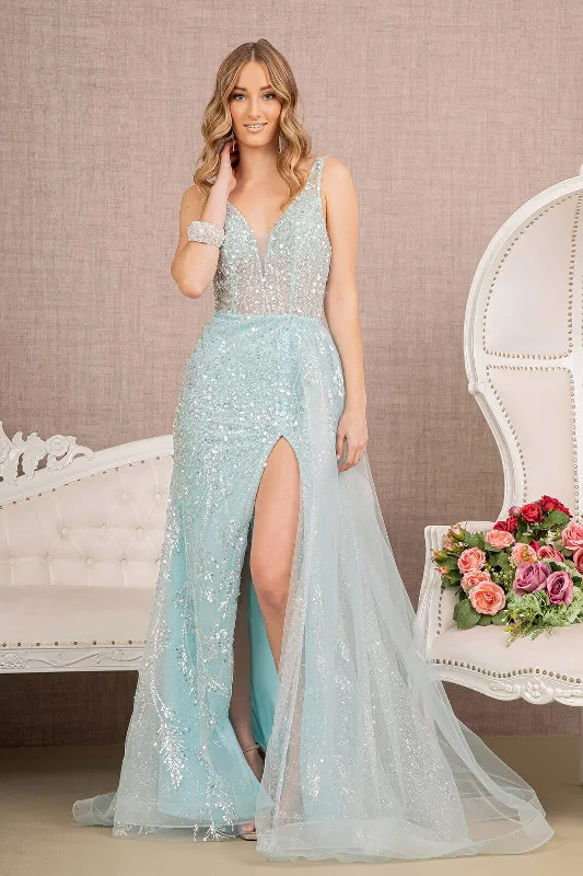 formal dresses with built-in shapewear for smooth silhouette --Beaded Sleeveless Overskirt Gown by GLS Gloria GL3119 formal dresses with built-in shapewear for smooth silhouette --Beaded Sleeveless Overskirt Gown by GLS Gloria GL3119