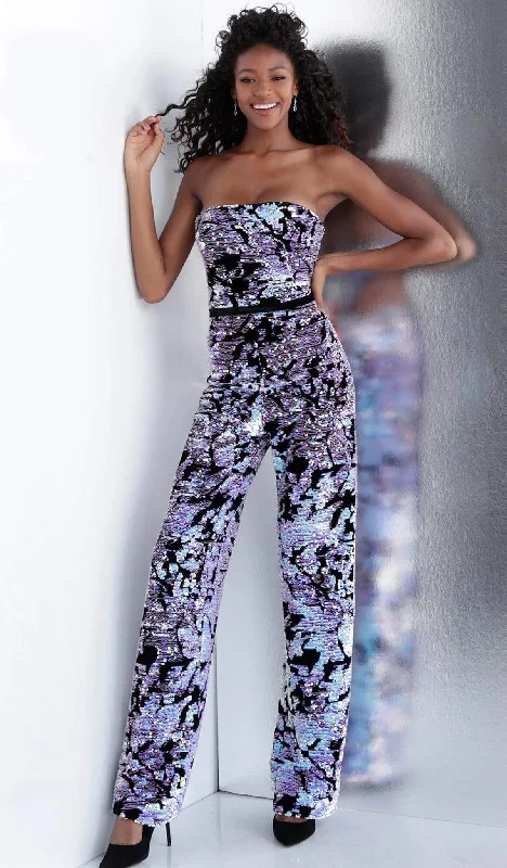 Jovani - 67849 Strapless Sequined Fitted Jumpsuit