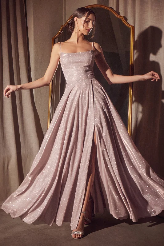 formal dresses with lace sleeves for classic elegance --Glitter Sleeveless A-line Slit Gown by Amoris T213 formal dresses with lace sleeves for classic elegance --Glitter Sleeveless A-line Slit Gown by Amoris T213