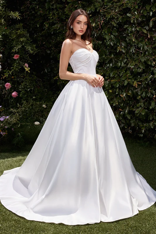 cocktail dresses with pleated skirts for elegant flow --Satin Strapless Bridal Ball Gown by Ladivine CDS512W cocktail dresses with pleated skirts for elegant flow --Satin Strapless Bridal Ball Gown by Ladivine CDS512W