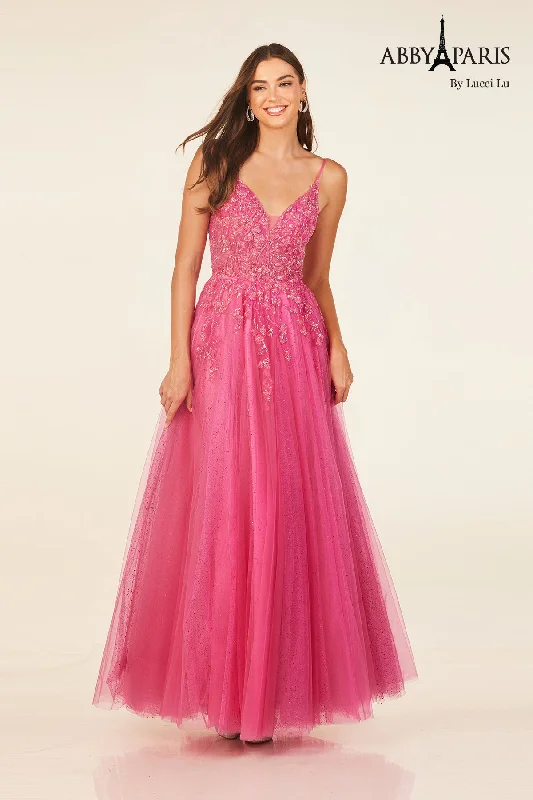 cocktail dresses with sequined bodices for sparkle --Applique Sleeveless A-line Gown by Abby Paris 90319 cocktail dresses with sequined bodices for sparkle --Applique Sleeveless A-line Gown by Abby Paris 90319