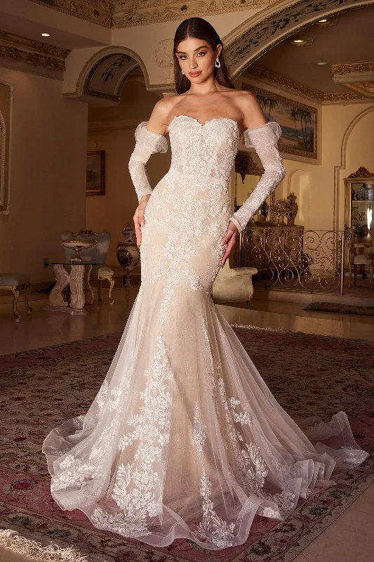 Stunning wedding guest dresses for fall celebrations -Applique Strapless Bridal Mermaid Gown by Ladivine WL008 Stunning wedding guest dresses for fall celebrations -Applique Strapless Bridal Mermaid Gown by Ladivine WL008