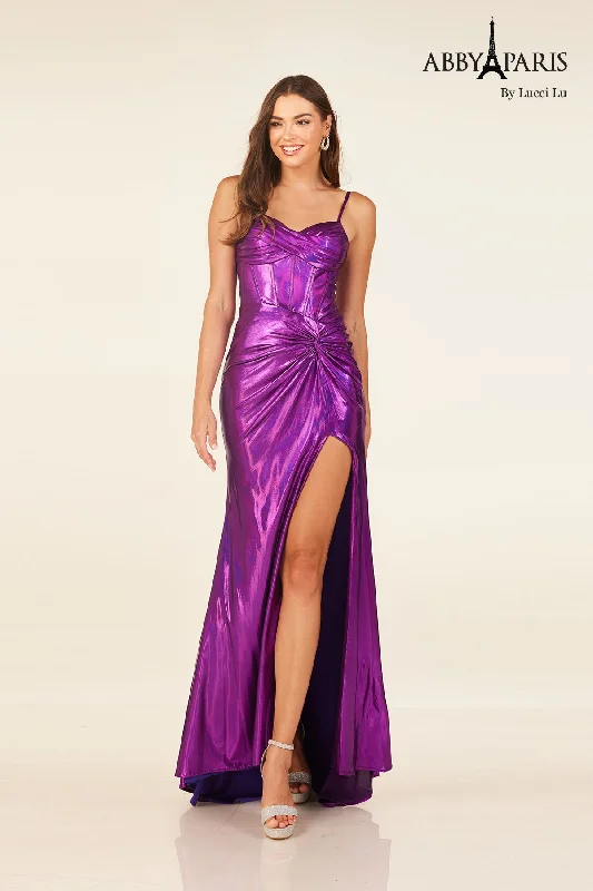 cocktail dresses with mesh sleeves for subtle coverage --Metallic Sleeveless Slit Gown by Abby Paris 90287 cocktail dresses with mesh sleeves for subtle coverage --Metallic Sleeveless Slit Gown by Abby Paris 90287