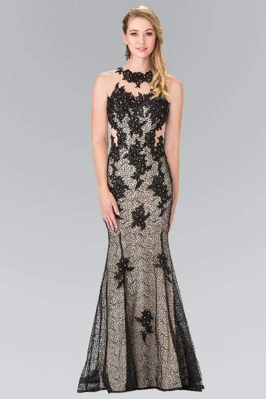 cocktail dresses with layered skirts for dramatic effect --Illusion Mermaid Dress with Lace Embroidery by Elizabeth K GL2220 cocktail dresses with layered skirts for dramatic effect --Illusion Mermaid Dress with Lace Embroidery by Elizabeth K GL2220