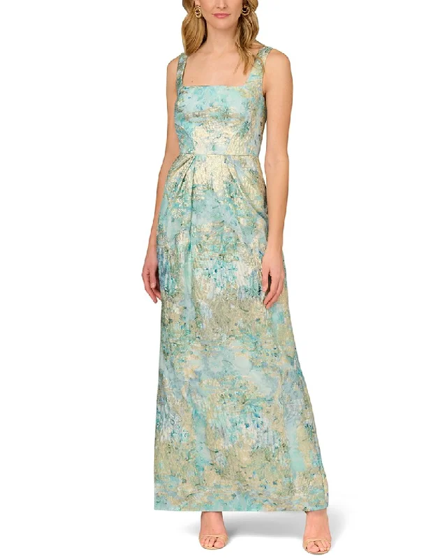 Aidan Mattox Printed Jacquard Gown