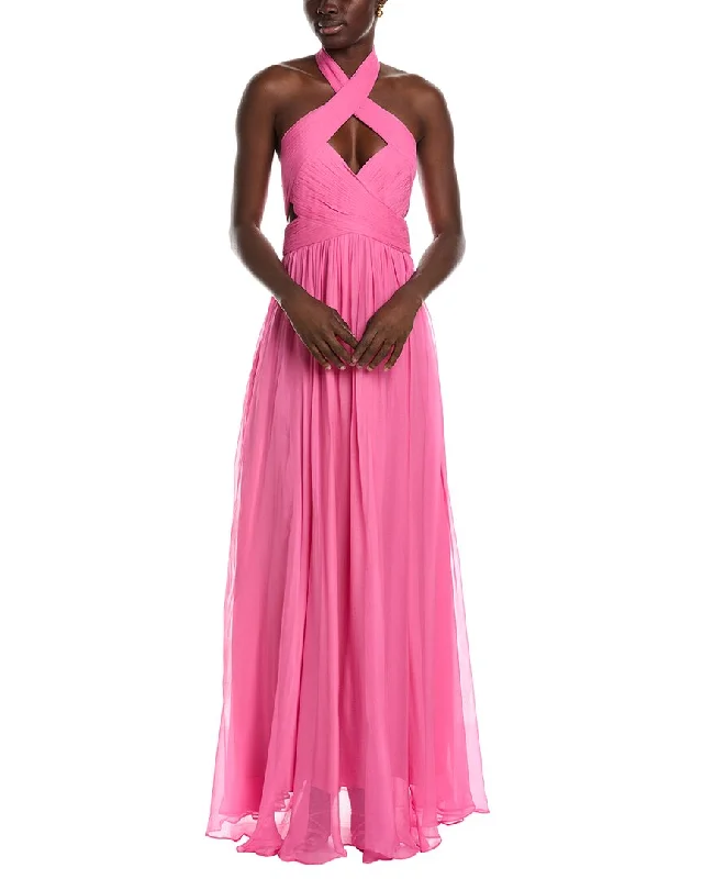 AMUR Paula Crisscross Halter Gown