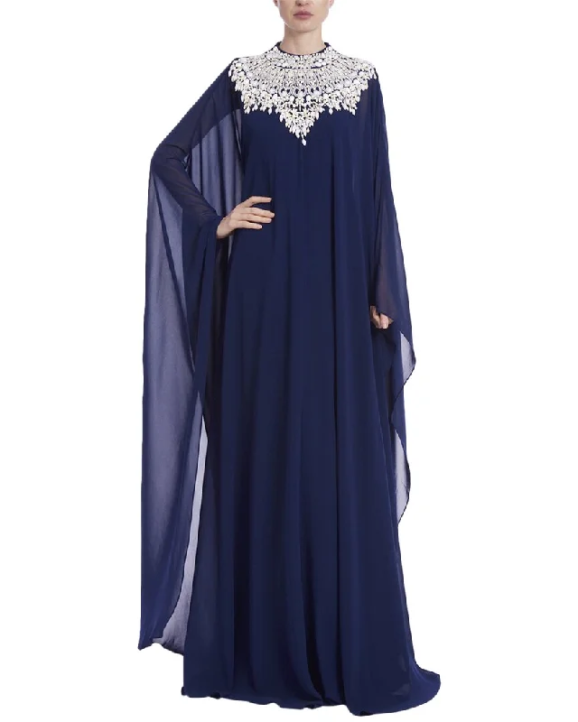 Badgley Mischka Bead Yoke Caftan Gown