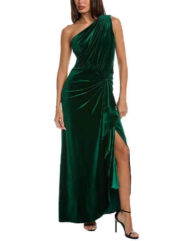 Tadashi Shoji Velvet One-Shoulder Gown