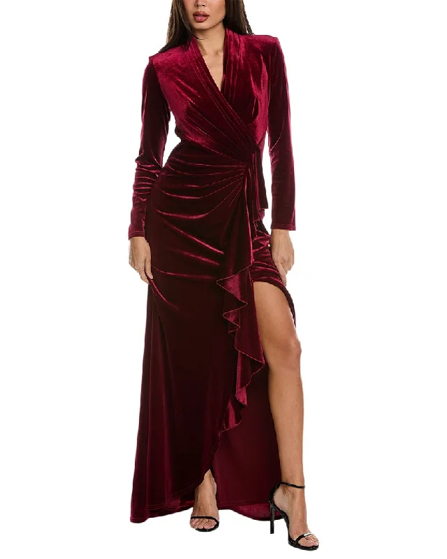 Tadashi Shoji Velvet One-Shoulder Gown